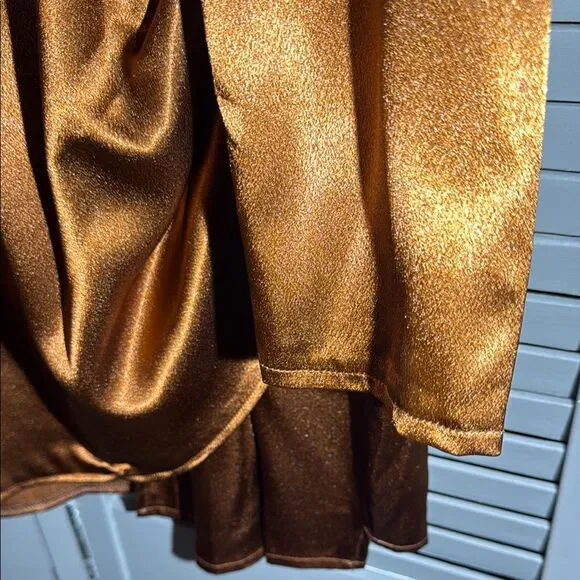 PrettyLittleThing Brown Ruched Long Sleeve Blouse - Picture 8 of 11